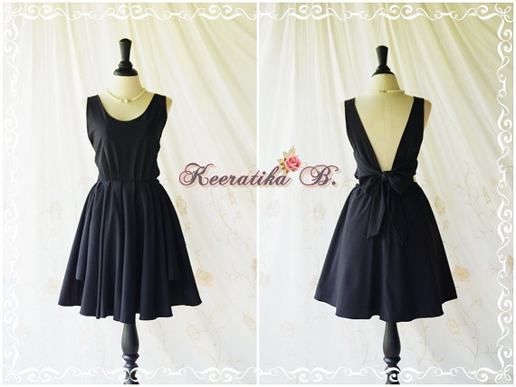 Свадьба - A Party V Charming Dress Prom Party Dress Sexy Backless Dress Black Prom Party Dress Little Black Dress Black Bridesmaid Dress Custom Made