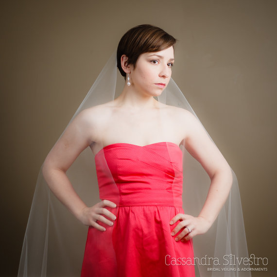 Wedding - Extra Wide Sheer Single Layer Wedding Veil (Cathedral Veil, Illusion Bridal Veil, Raw Edge Veil, Long Veil, One Tier, Single Tier)