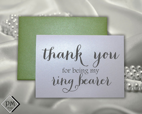 Свадьба - Ring bearer wedding card gift for ring bearers thank you for being my ring bearer for weddings note card greeting cards with color envelopes