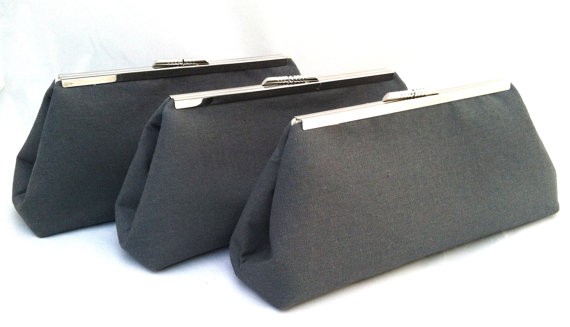 Свадьба - Charcoal Dark Gray Linen Handbag Clutch Wedding party Bridesmaids gift for Bride or Bridesmaids-Design your own in various colors