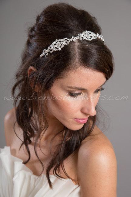 Hochzeit - Rhinestone Bridal Headband, Crystal Headpiece, Wedding Headband - Mylinh