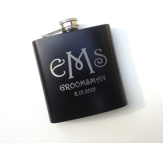 Свадьба - 1 Flask, Personalized Groomsmen Gift, Engraved Hip Flask, Etched Whiskey Flask, Best Mans Gift, Bridal Party, Wedding Party Gift
