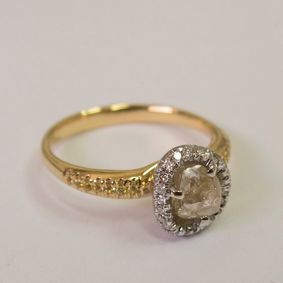 Свадьба - Raw Diamond Ring - 14K Gold and  Rough Diamond engagement ring, Unique Engagement ring, rough diamond ring, raw diamond engagement ring