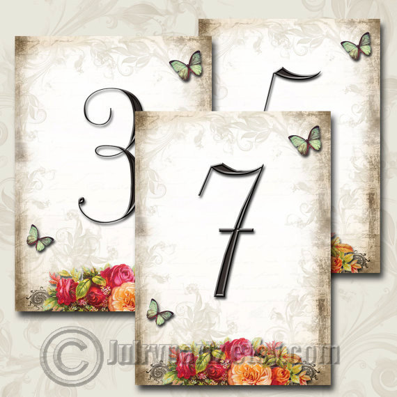 Wedding - Le Jardin BOUQUET Wedding Table Number, 5x7, Printable, Weddings, Parties, Bridal Shower, Baby Shower, Seating Numbers, wedding decoration