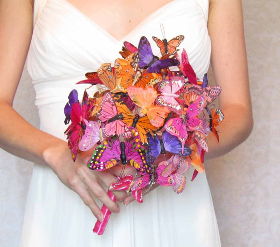 Свадьба - Butterfly Bouquet in Oranges, Pinks, and Purples... Example Only!! DO NOT PURCHASE