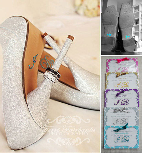 زفاف - Wedding I Do Shoe Crystals & Me Too Groom Stickers Special Package Deal
