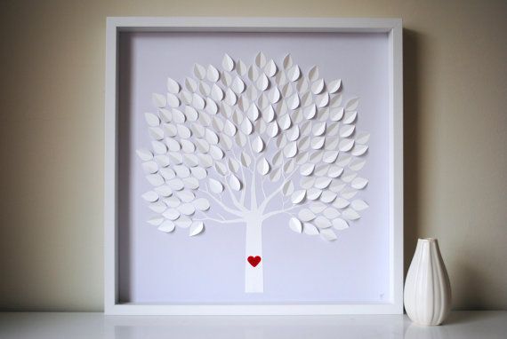 Mariage - Wedding Guest Book Alternative - 3D Wedding Tree Personalized - LARGE - For Up To 225 Guests (includes Frame, Instruction Card & Pens)