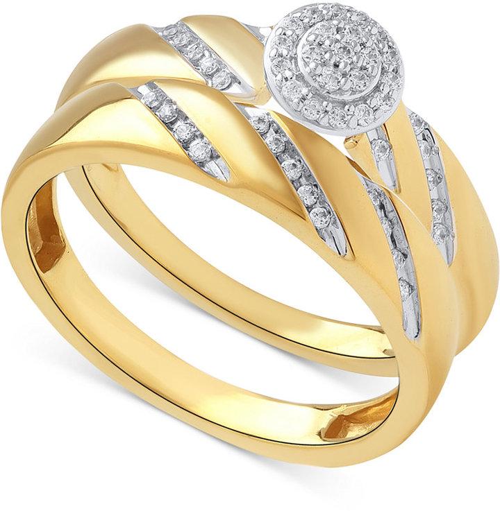 Mariage - Beautiful Beginnings Diamond Halo Ring Set in 14k Gold (1/5 ct. t.w.)