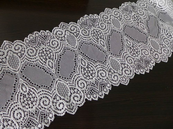 Hochzeit - VINTAGE-Style Off White Elastic Lace 5.9" Bridal Stretch Lace Wedding Gloves Headbands Stretchy Lace Lingerie Sewing
