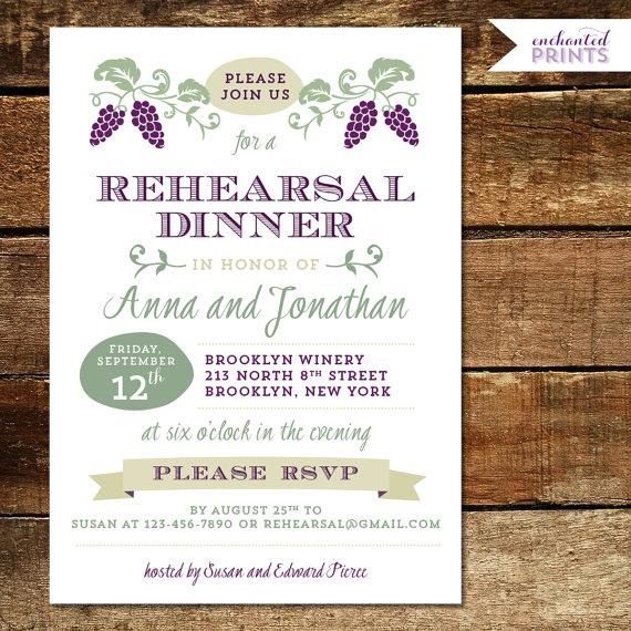 Wedding - Winery Rehearsal Dinner, Bridal Shower or Party Invitation - Vineyard Printed Invitations or Printable File