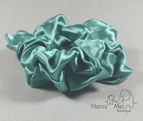 Mariage - Silk hair scrunchie, ocean mist, 100% mulberry charmeuse, Hypoallergenic Sensitive hair care, gift for mom..hs1