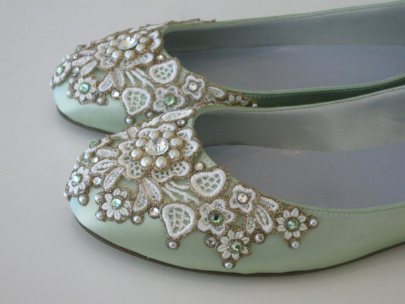 زفاف - Spring Garden Bridal Ballet Flats Wedding Shoes - Any Size - Pick your own shoe color and crystal color