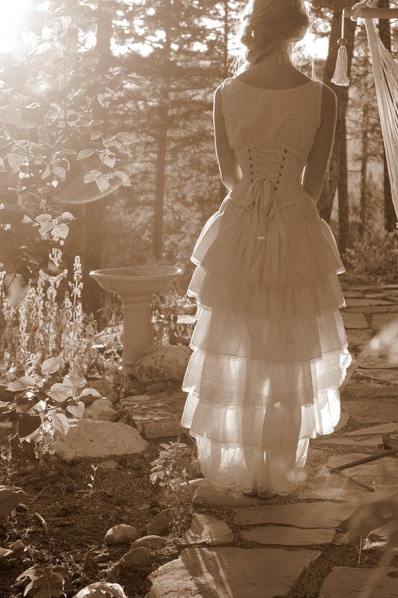 زفاف - Vintage Style Victorian Wedding Dress with Corset  All Natural Cotton Handmade Just for you