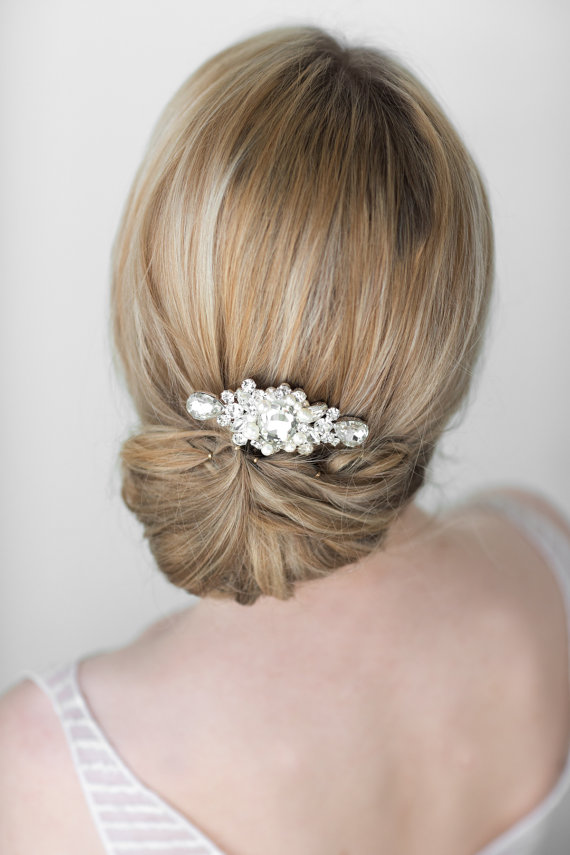 زفاف - Wedding Hair Comb,  Bridal Head Piece, Crystal and Pearl Haircomb, Wedding Hair Accessory