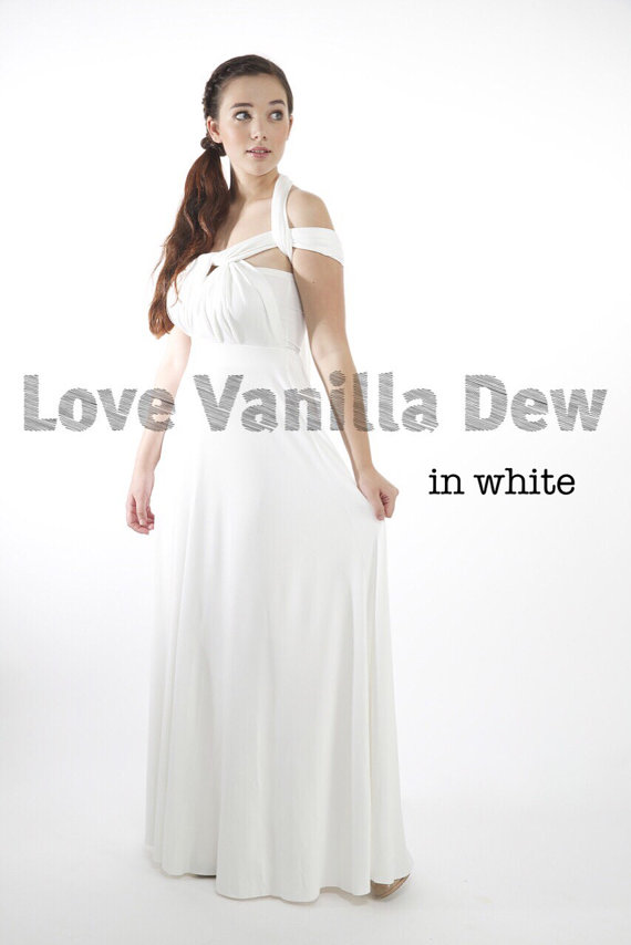 زفاف - Bridesmaid Dress Infinity Dress White Floor Length Maxi Wrap Convertible Dress Wedding Dress
