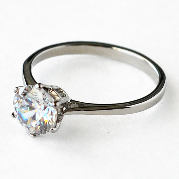 زفاف - cz ring, cz wedding ring, cz engagement ring, wedding ring, solitaire ring, stainless steel, cubic zirconia size 5 6 7 8 9 10 - MC10251T