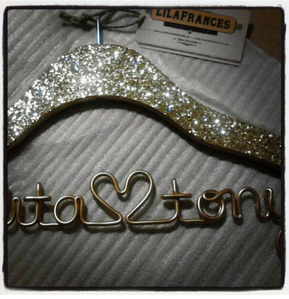 Mariage - Sparkle Wedding Hanger, Personalized Hanger, Custom Hanger, Bride Hanger, Name Hanger, Bridal, Bridesmaid Gift, Glitter Wood THE ORIGINAL