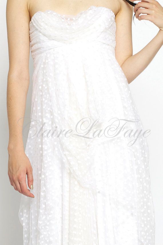 Wedding - Love Story - Romantic Swiss Dot Net Wedding Gown - Bohemian Made To Order Wedding Dress
