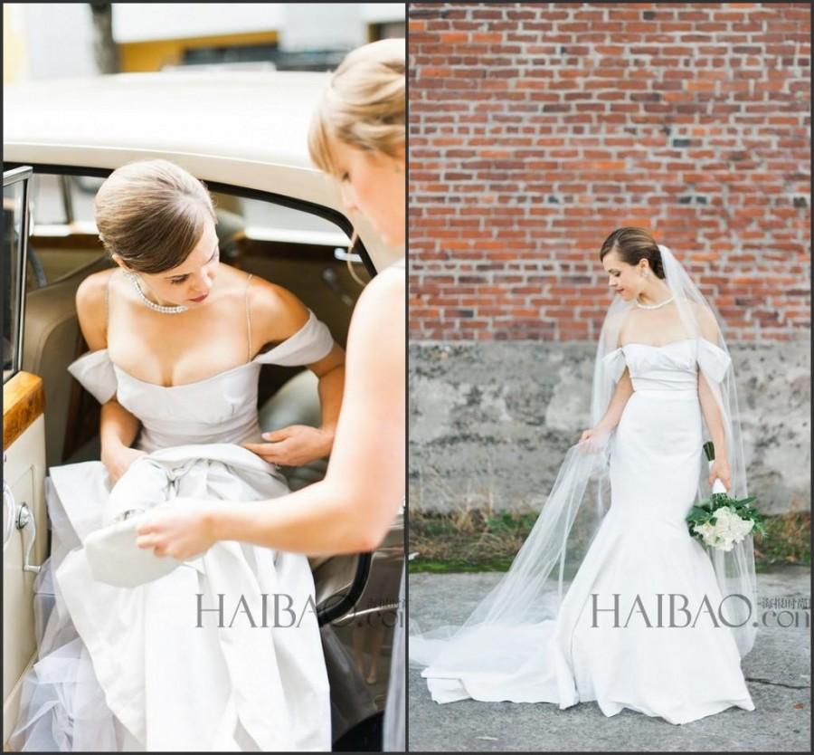 Wedding - Spring Garden Mermaid Wedding Dresses Off Shoulder 2015 Straps Sleeveless Draped Custom Made Charming Color Bridal Gowns Chapel Train Online with $128.17/Piece on Hjklp88's Store 