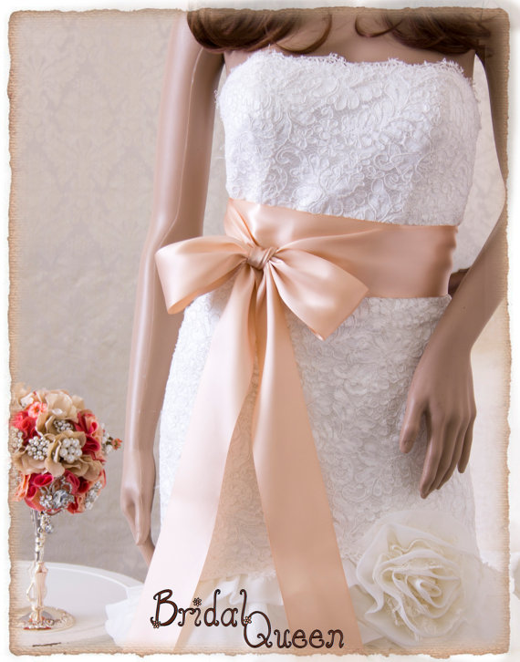 زفاف - Bridal Sash, BLUSH Wedding Sash, Satin Ribbon Bridal Belt, Rose Gold Bridal Sash, Satin Bridal Sash