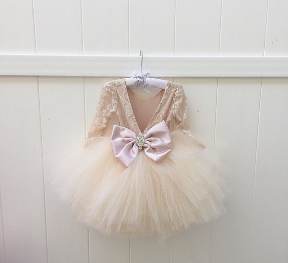 Wedding - LILIANA DRESS - Flower Girl Dress - Lace Dress - Lace Dress - Big Bow Dress - Tutu Dress - Crystal Dress - Wedding Dress by Isabella Couture
