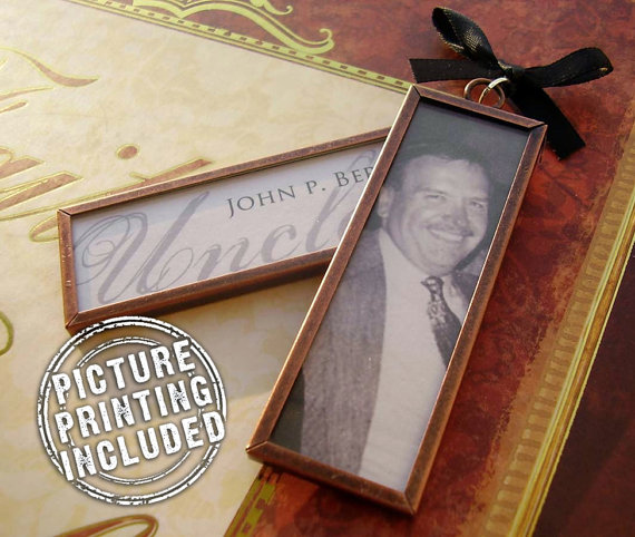 زفاف - Custom Memorial Photo Pendant, Wedding Bouquet Accessory, Copper and Glass Large Pendant Includes Printing Service