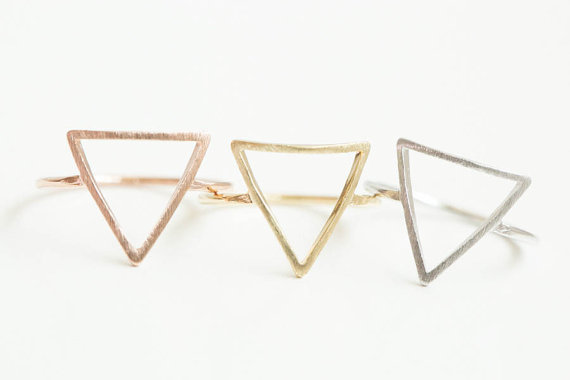 زفاف - Simple open triangle ring,Jewelry,cute ring,men rings,unique ring,cool ring,midi ring,mid knuckle,rose gold triangle,bridesmaid gift,,SKD155