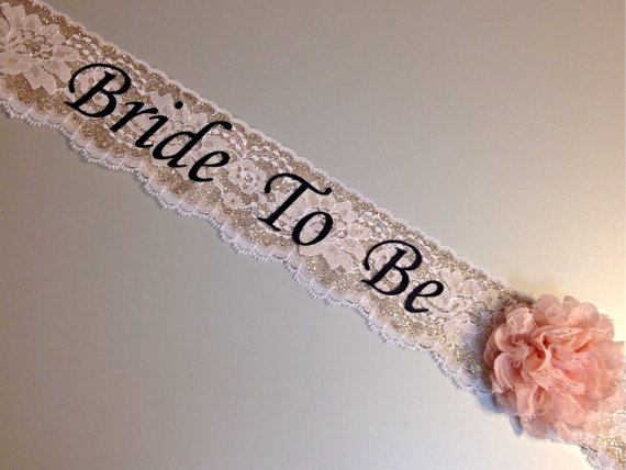 Wedding - Lace Bachelorette Sash - Lace Bridal Shower Sash ***Design Your Own Sash***