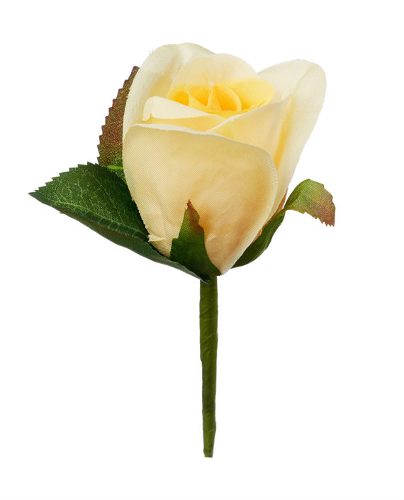 زفاف - Yellow Silk Rose Boutonniere - Groom Boutonniere Prom
