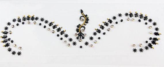 زفاف - Black Bridal Indian Grecian Bohemian Head Jewellery Jewelry Head Bridal Bindi Tikka Stick on Bindi Body Art falseTattoo Bhindi