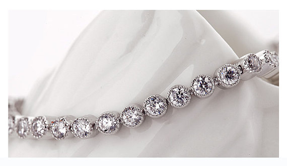 Wedding - Bridal Jewelry Bracelet, Swarovski Crystal Bracelets, Cubic Zircon Bracelet, Bridesmaid Bracelet, Wedding Bridal Silver Bracelet