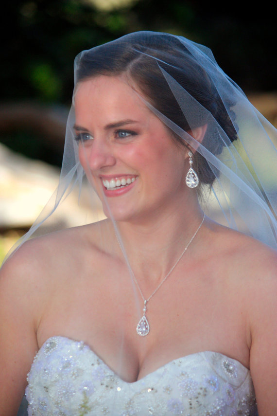 زفاف - Crystal Bridal Necklace, Wedding Jewelry, Crystal Drop Bridal necklace, Swarovski crystal and Pearl, Adison Bridal Necklace