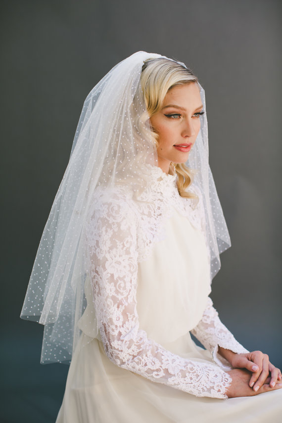 زفاف - Polka Dot Veil, Swiss Dot Veil, Dotted Veil, Raw Edge Veil, Bridal Veil, Fingertip Veil, Cathedral Veil, Long Veil, 50s Bride Style 1202
