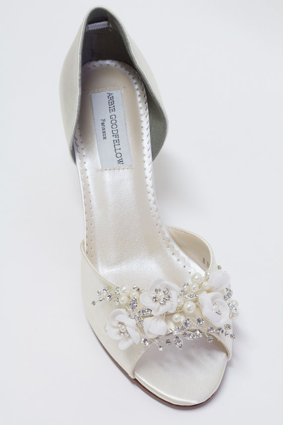 Wedding - Custom Wedding Shoes - Hand Sewn Beadwork Wedding Shoes - Crystals - Choose From Over 150 Colors -