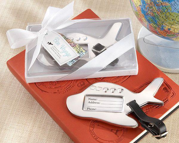 Mariage - Silver-Finish Airplane Luggage Tag Favor