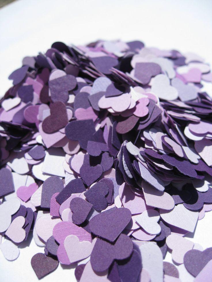 Wedding - Over 2000 Mini Confetti Hearts. Shades Of Purple, Lavender, Iris, Lilac, Royal. Weddings, Showers, Decorations. ANY COLOR Available