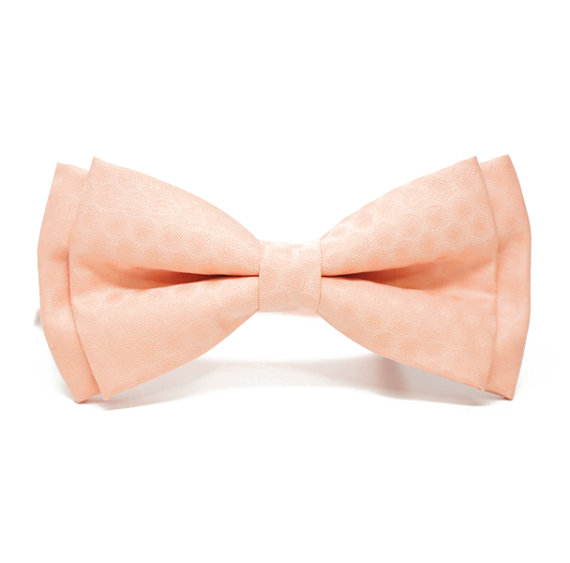 Hochzeit - Peach tonal dot patterned Bow Tie for all ages - pretied bowtie, wedding, ring bearer, family photo, church, special occasion