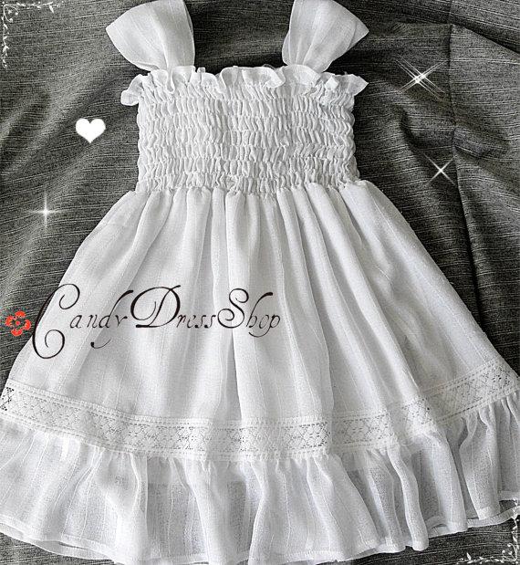 Свадьба - White dress for girls - Organic cotton and silk dress - Flower girl dress - Birthday dress - Baby white dress - Soft dress - Lined dress