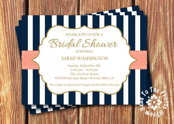 Свадьба - Peachy Beach Bridal Shower Invitations