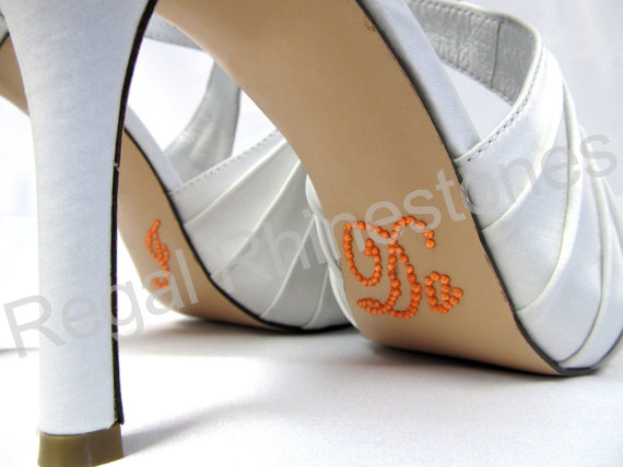 Hochzeit - I Do Shoe Stickers - ORANGE Rhinestone I Do Wedding Shoe Appliques - Rhinestone I Do Shoe Stickers for your Bridal Shoes