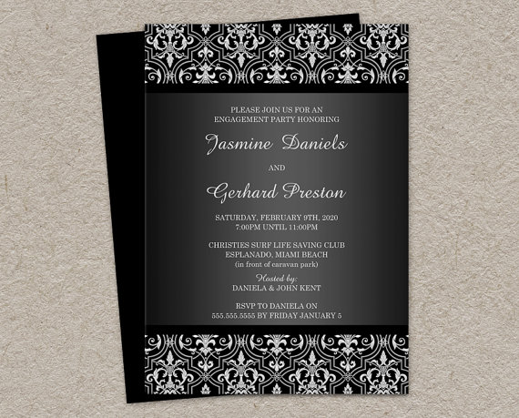 زفاف - Elegant Damask Engagement Invitation, Printable Damask Engagement Party Invitations, Elegant Engagement Invitations