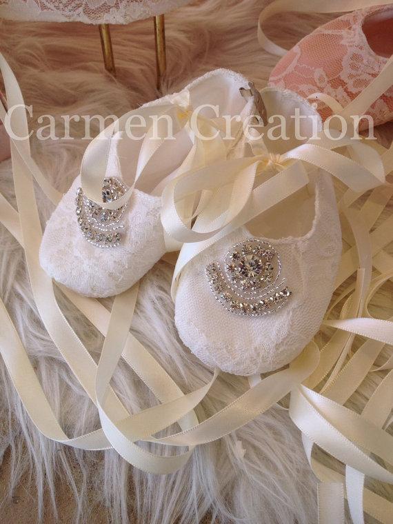 Wedding - Vintage Baptism Shoes with Stones