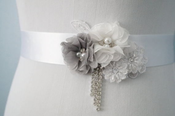 Hochzeit - Wedding Belt, Bridal Belt, Sash Belt, Crystal Rhinestone Belt, White Bridal Sash, Style 265
