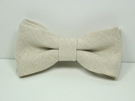 Wedding - Boy's Bow tie, Natural Linen Bow tie, Linen Tie, Beige Bow Tie, Rustic Wedding Tie, Ring Bearer Bow Tie
