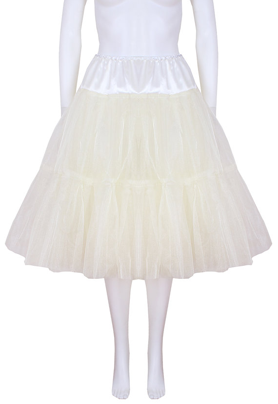 Hochzeit - Gorgeous  Ivory 27 inch 2 tier 2 layer Satin & Organza petticoat. Bridal Retro Vintage Rockabilly 50's style