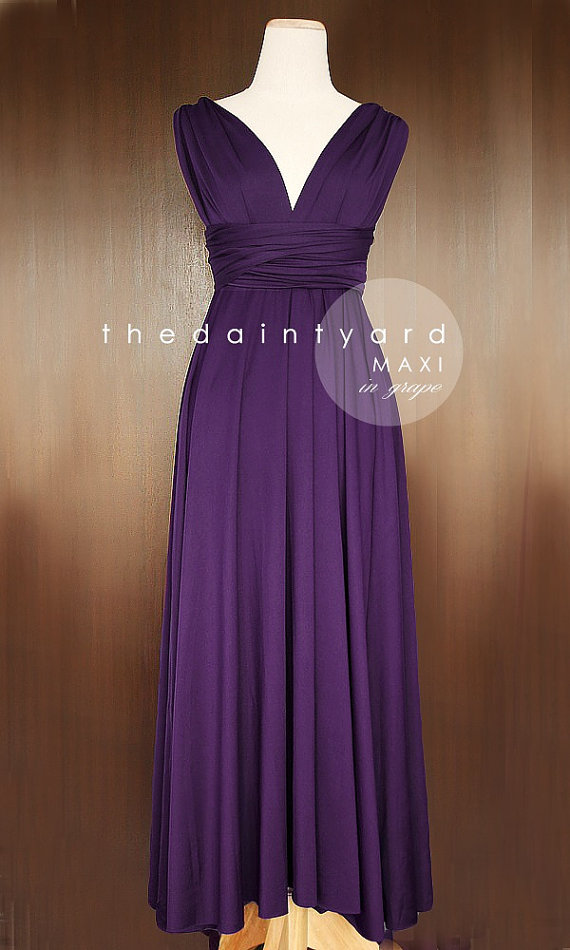 Mariage - MAXI Grape Bridesmaid Prom Wedding Infinity Dress Convertible Wrap Dress