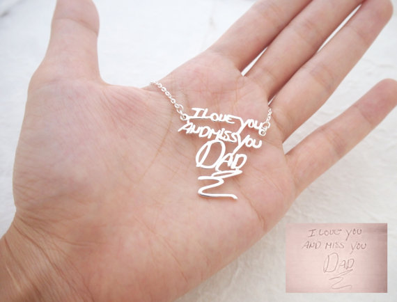 Hochzeit - SALE Personalized Signature Necklace in Sterling Silver / Handwriting Necklace/ Handwritten necklace/Bridesmaid Gift/MOTHER'S GIFT