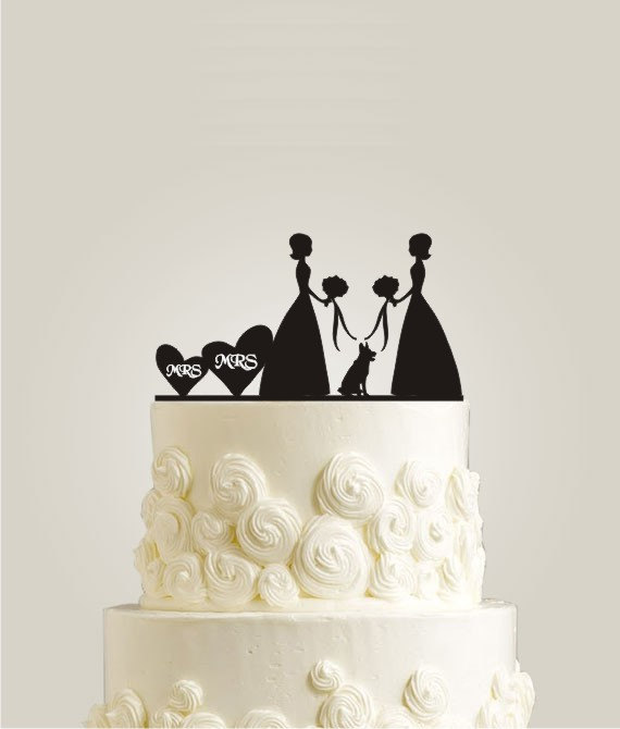 Свадьба - Mrs and Mrs Wedding Cake Topper 