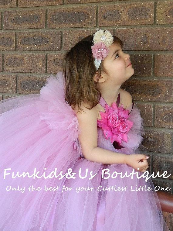Mariage - Dusty Rose Flower girl dress-Pink Tutu Dress.. Flower girl tutu- Dusty Pink Tutu Dress, birthday and special occasion