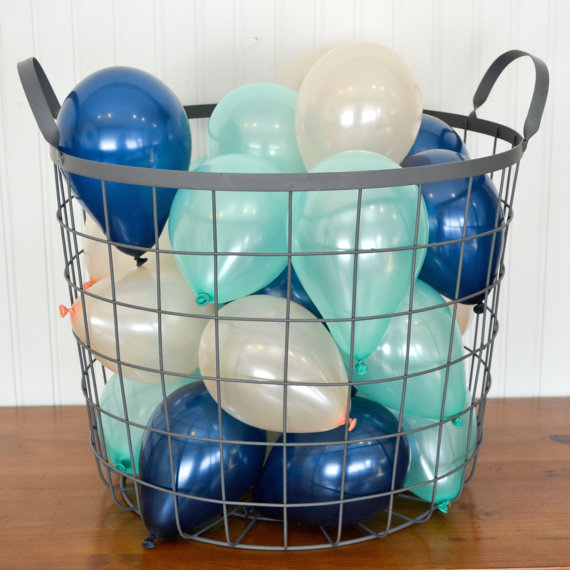 Wedding - Mint, Navy and Peach Miniature Party Balloons